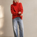 Clémence Oversized Cashmere Turtleneck — Red, banana_republic product shot