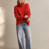 Clémence Oversized Cashmere Turtleneck — Red, banana_republic product shot