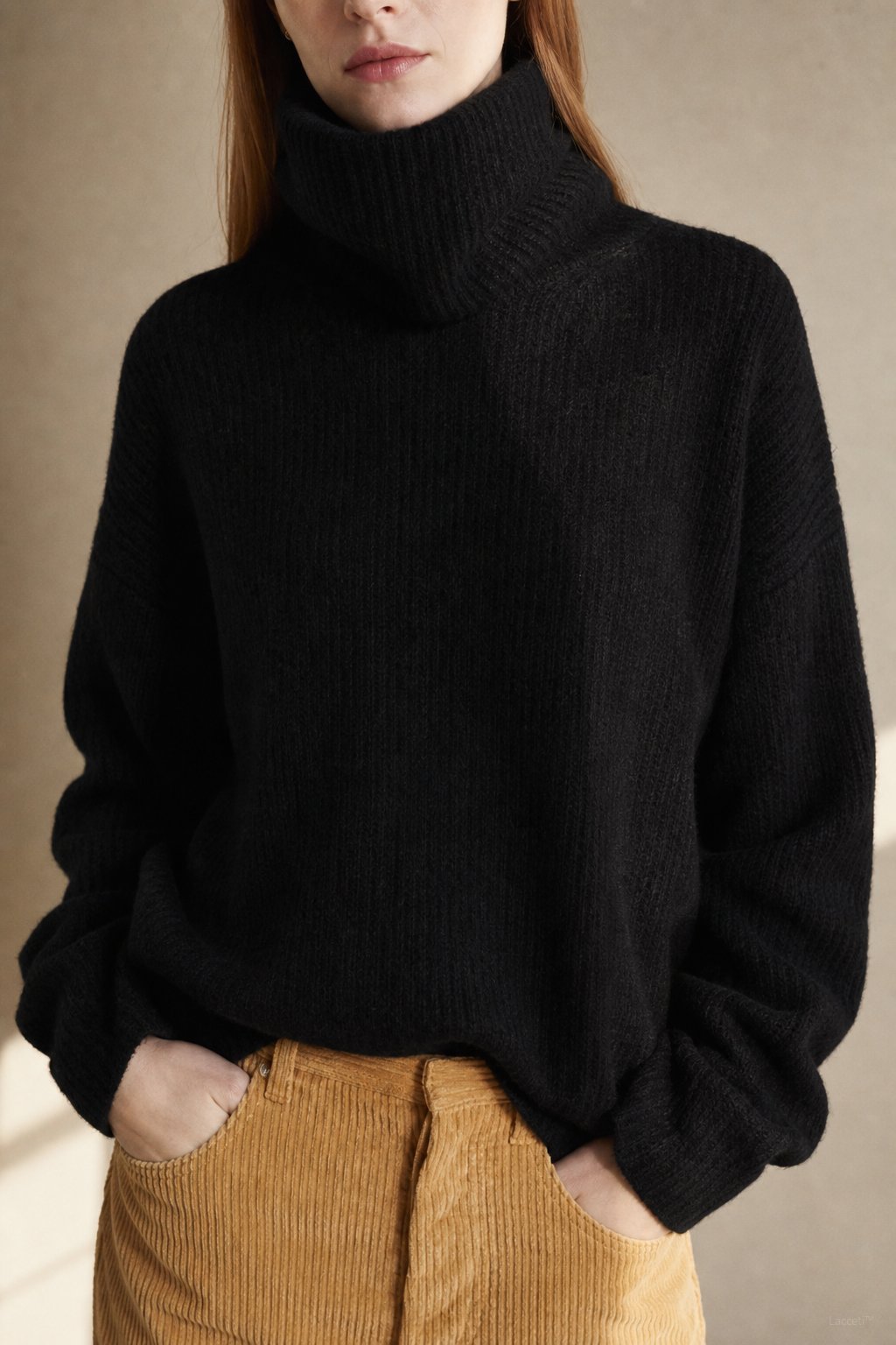 Clémence Oversized Cashmere Turtleneck — Black, banana_republic product shot