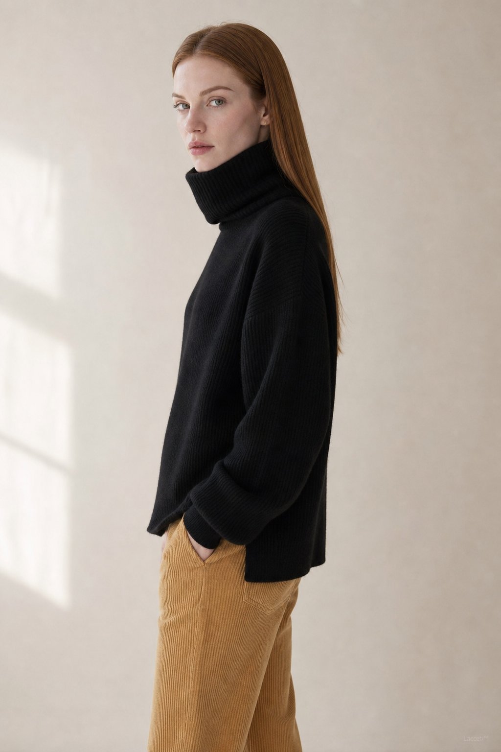 Clémence Oversized Cashmere Turtleneck — Black, banana_republic product shot