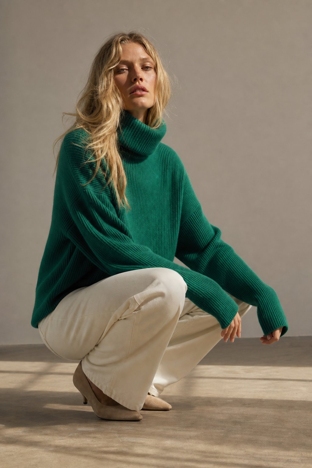 Clémence Oversized Cashmere Turtleneck — Green, banana_republic product shot