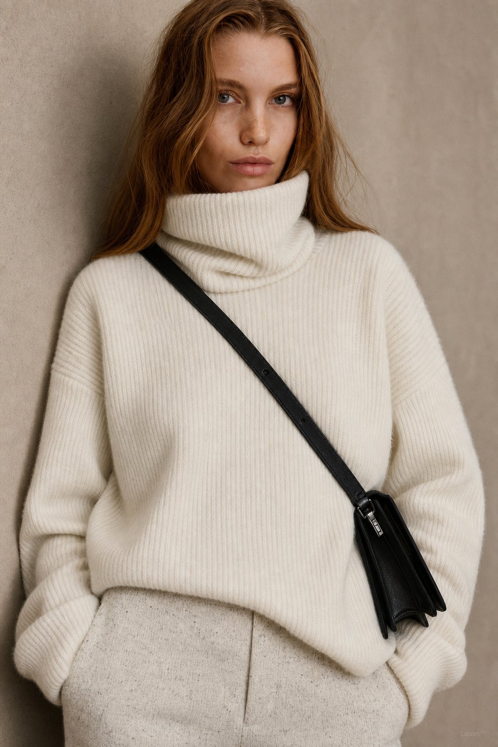 Clémence Oversized Cashmere Turtleneck — White, banana_republic product shot