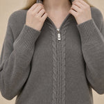 Elinsborg Cashmere Hooded Cardigan — Gray, studio product shot