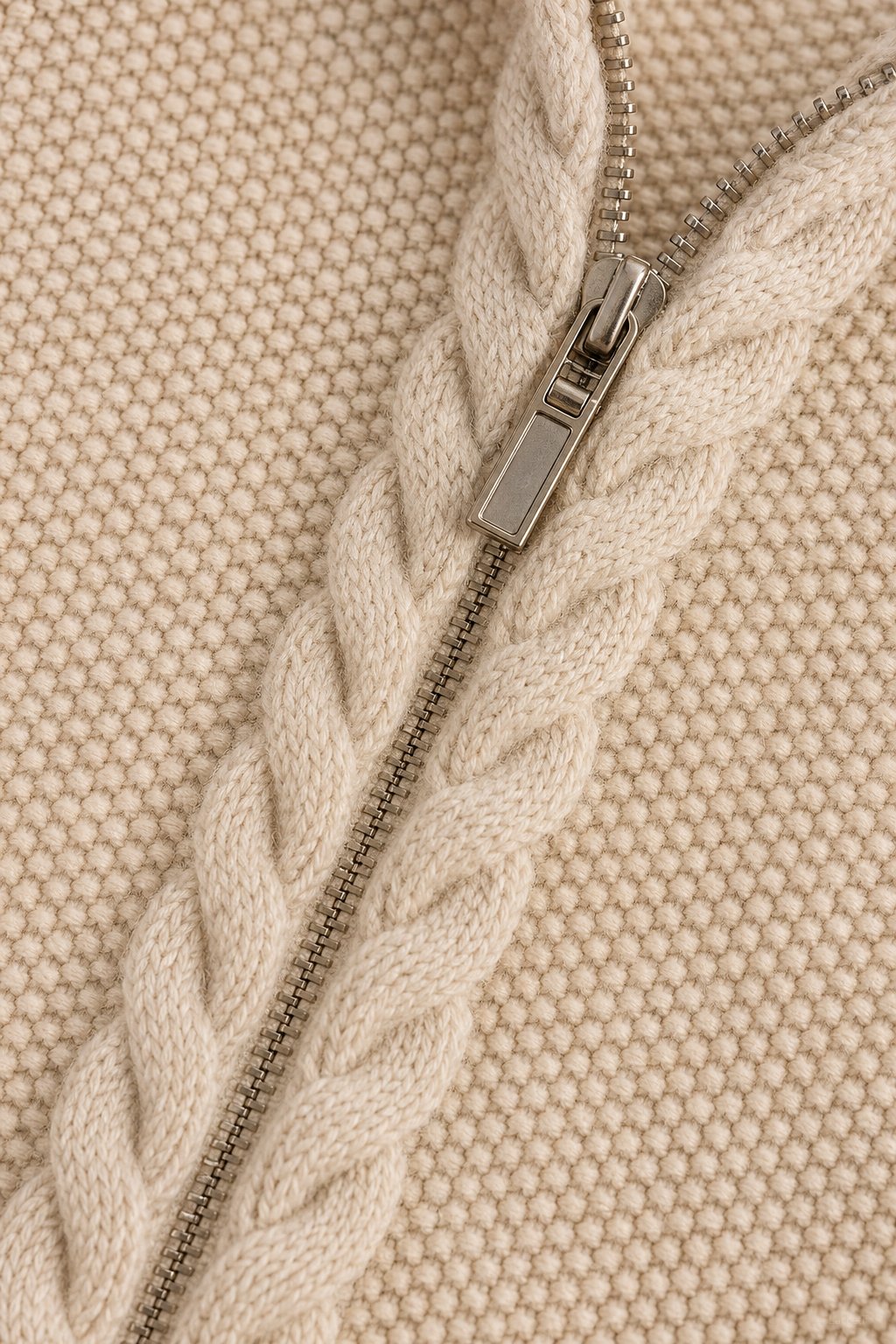 Elinsborg Cashmere Hooded Cardigan — Beige, studio product shot
