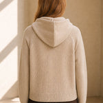 Elinsborg Cashmere Hooded Cardigan — Beige, studio product shot