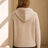 Elinsborg Cashmere Hooded Cardigan — Beige, studio product shot