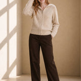 Elinsborg Cashmere Hooded Cardigan — Beige, studio product shot