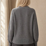 Elinsborg Cashmere Hooded Cardigan — Gray, studio product shot