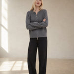 Elinsborg Cashmere Hooded Cardigan — Gray, studio product shot