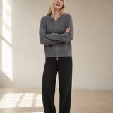 Elinsborg Cashmere Hooded Cardigan — Gray, studio product shot