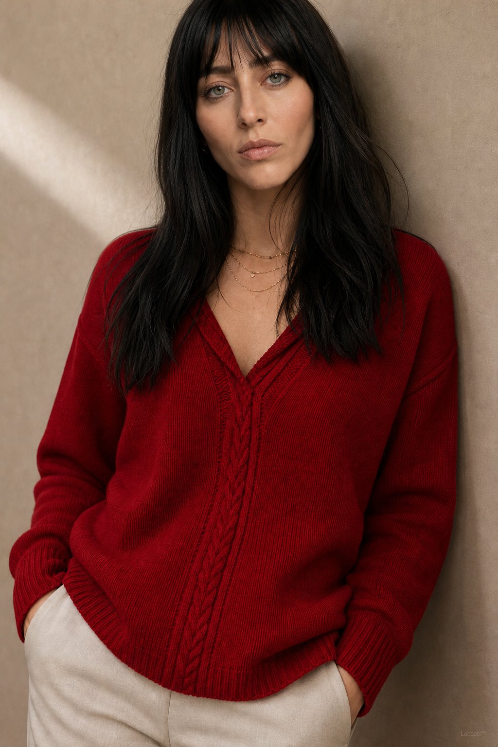 Elinsborg Cashmere Hooded Cardigan — Burgundy, studio product shot