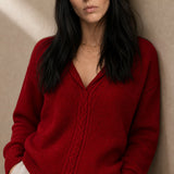 Elinsborg Cashmere Hooded Cardigan — Burgundy, studio product shot