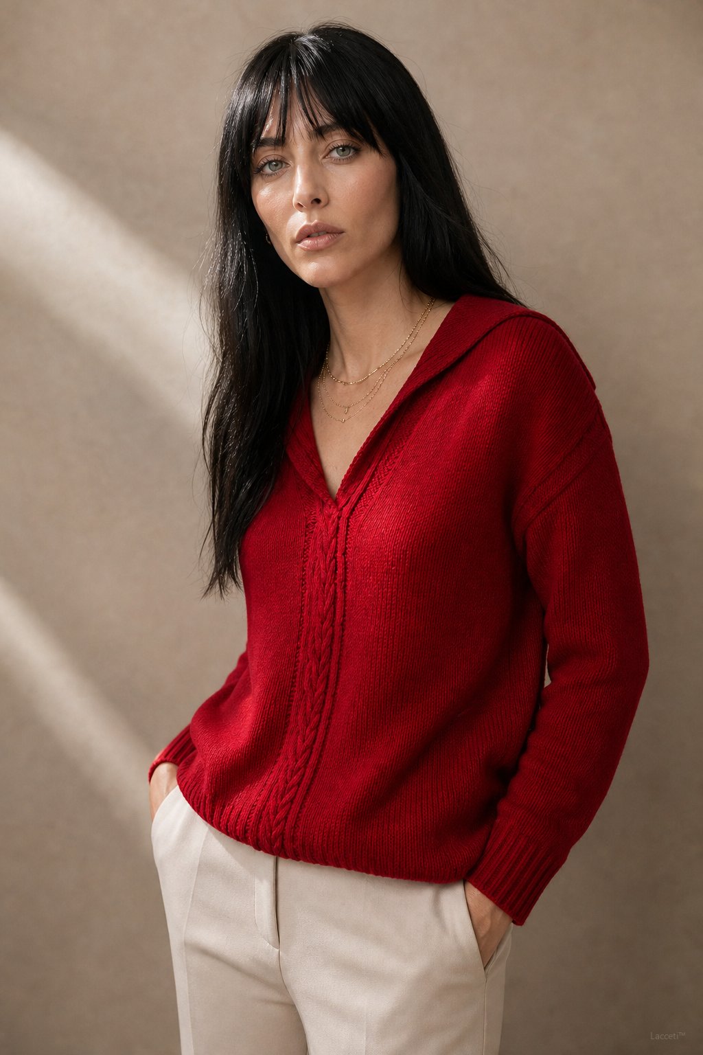 Elinsborg Cashmere Hooded Cardigan — Burgundy, studio product shot