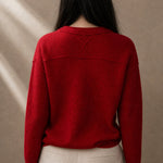 Elinsborg Cashmere Hooded Cardigan — Burgundy, studio product shot