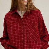 Garance Plaid Oversize Blouse — Red, banana_republic product shot