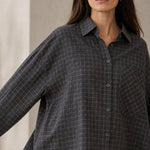 Garance Plaid Oversize Blouse — Gray, banana_republic product shot