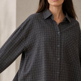 Garance Plaid Oversize Blouse — Gray, banana_republic product shot