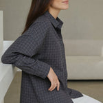 Garance Plaid Oversize Blouse — Gray, banana_republic product shot