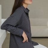 Garance Plaid Oversize Blouse — Gray, banana_republic product shot