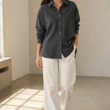 Garance Plaid Oversize Blouse — Gray, banana_republic product shot