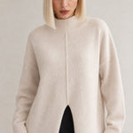 Holmstead Relaxed Turtleneck Drape Sweater — Beige, banana_republic product shot