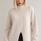 Holmstead Relaxed Turtleneck Drape Sweater — Beige, banana_republic product shot