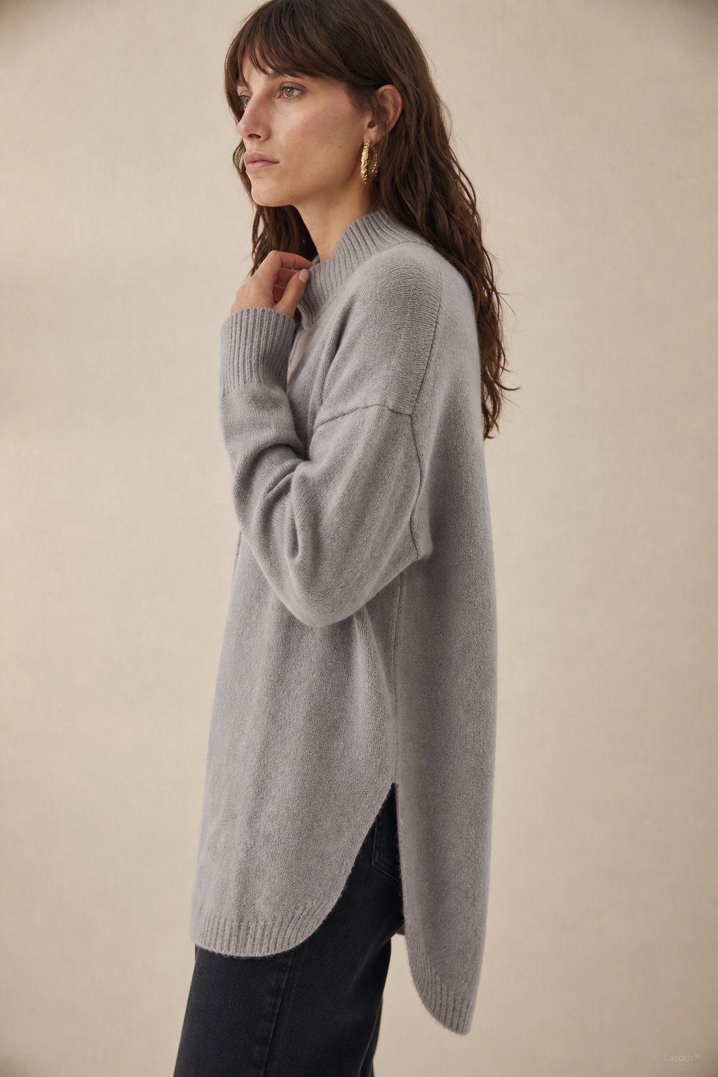 Holmstead Relaxed Turtleneck Drape Sweater — Gray, banana_republic product shot