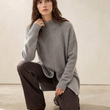 Holmstead Relaxed Turtleneck Drape Sweater — Gray, banana_republic product shot