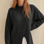 Holmstead Relaxed Turtleneck Drape Sweater — Black, banana_republic product shot