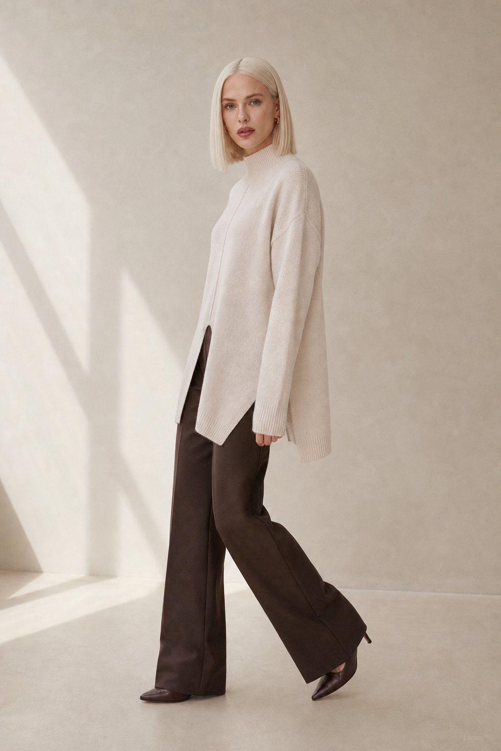 Holmstead Relaxed Turtleneck Drape Sweater — Beige, banana_republic product shot
