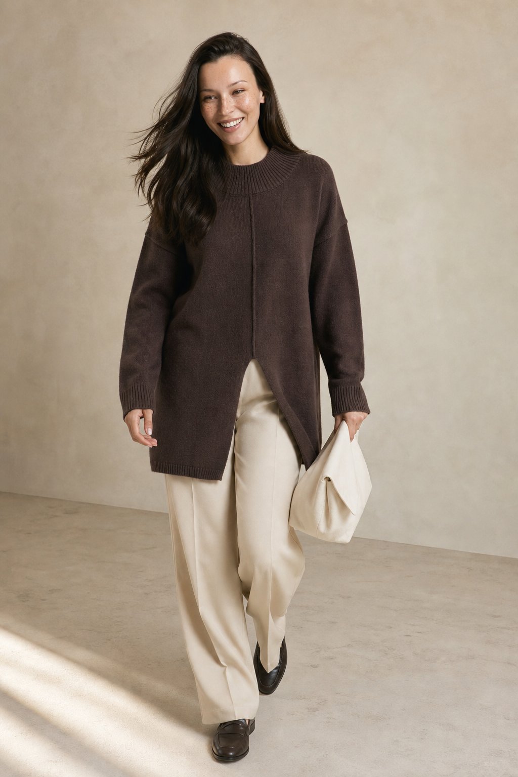 Holmstead Relaxed Turtleneck Drape Sweater — Brown, banana_republic product shot