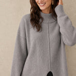 Holmstead Relaxed Turtleneck Drape Sweater — Gray, banana_republic product shot
