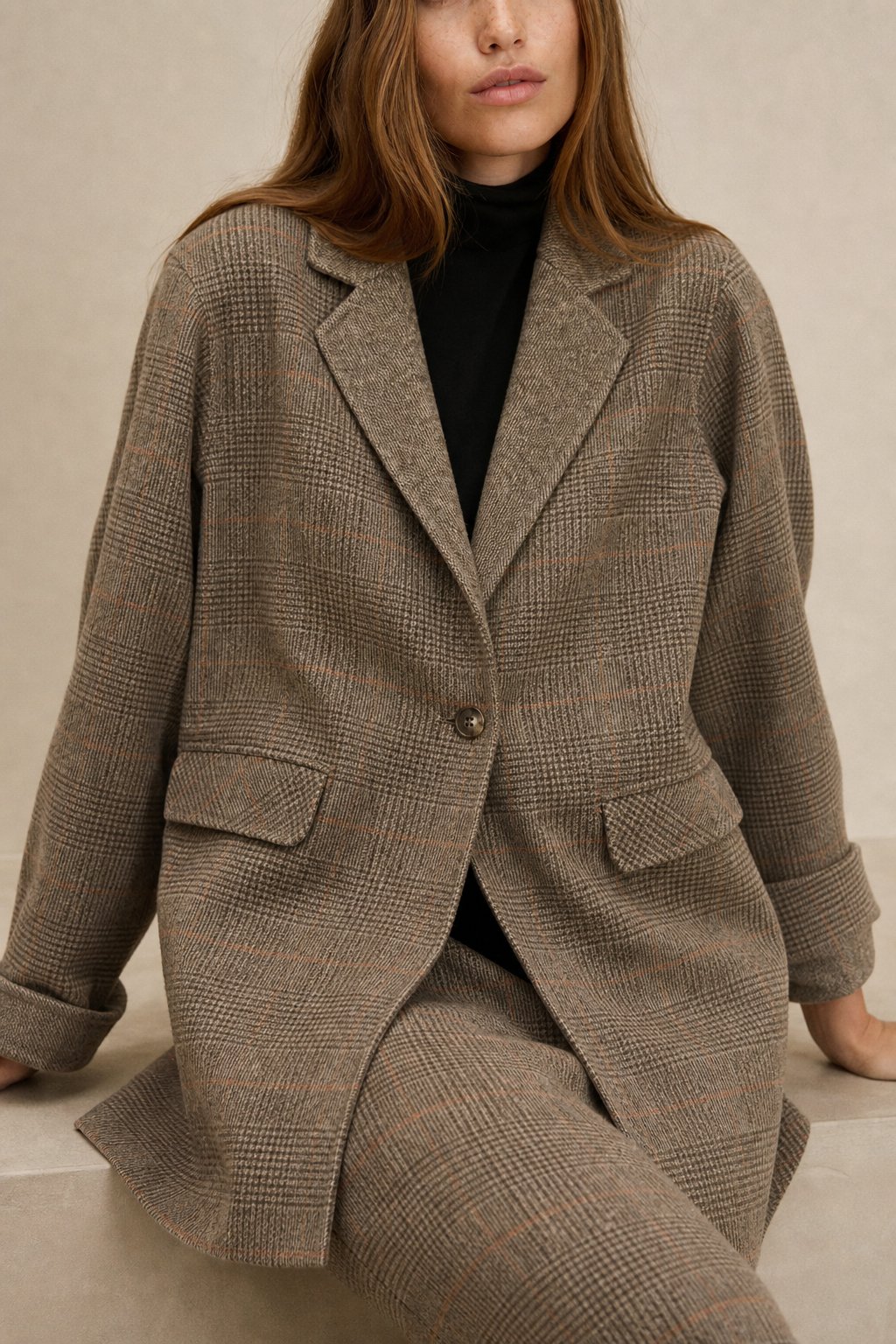 Honorine Plaid Wool Blazer Coat — Camel, banana_republic product shot
