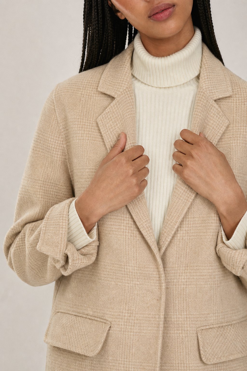 Honorine Plaid Wool Blazer Coat — Cream, banana_republic product shot