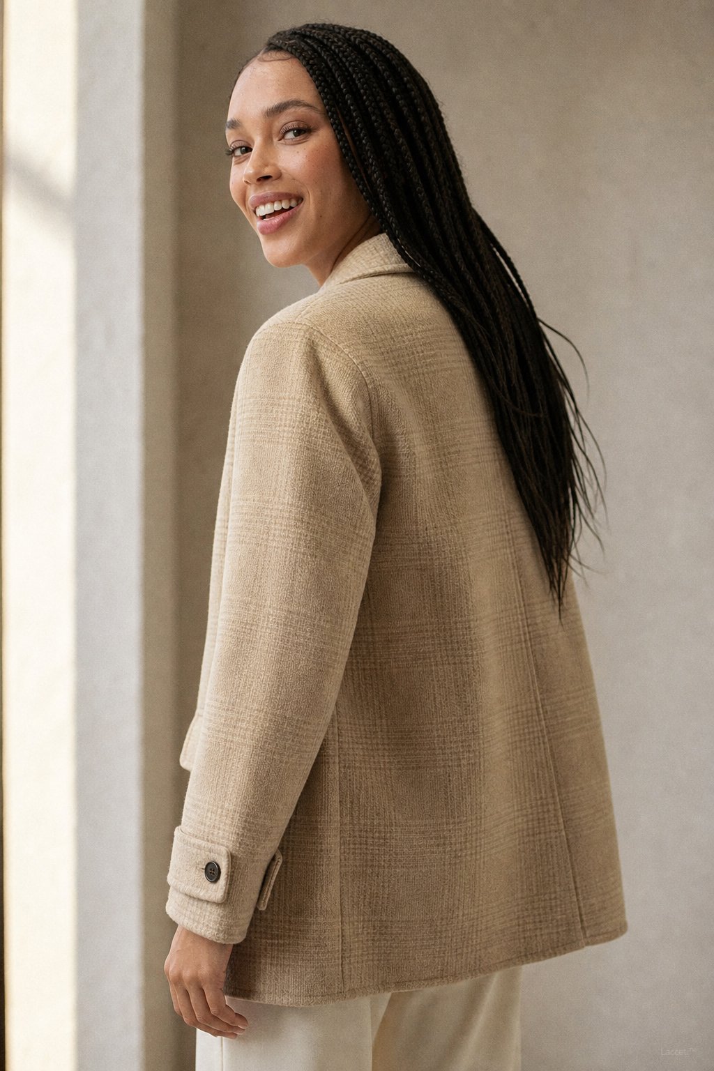 Honorine Plaid Wool Blazer Coat — Cream, banana_republic product shot