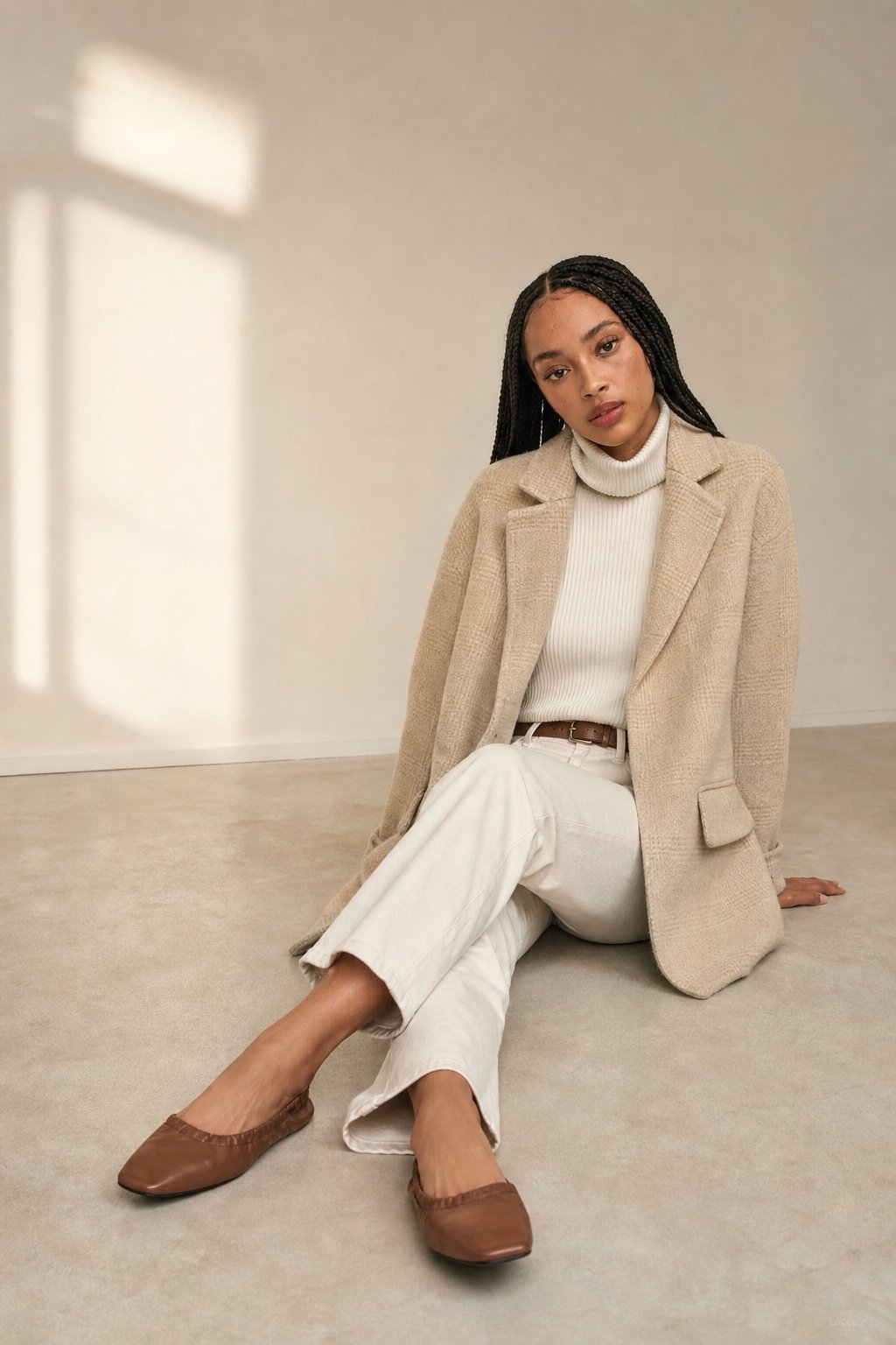 Honorine Plaid Wool Blazer Coat — Cream, banana_republic product shot