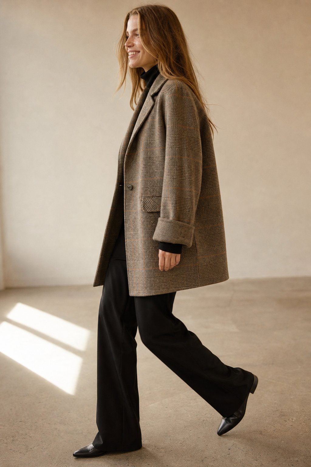 Honorine Plaid Wool Blazer Coat — Camel, banana_republic product shot