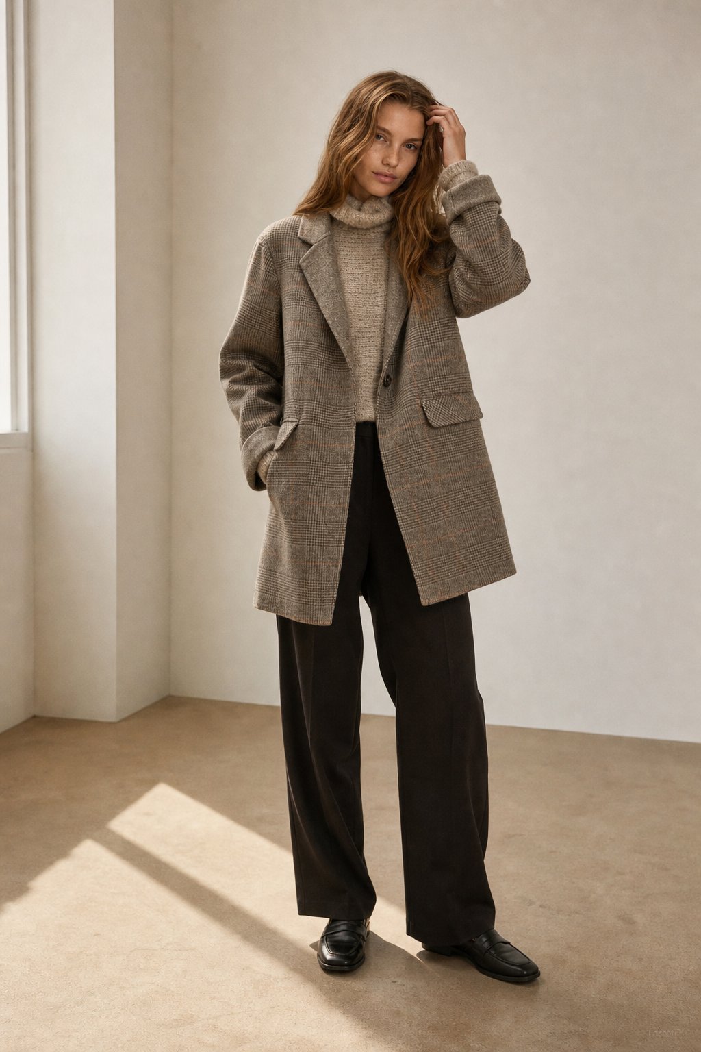 Honorine Plaid Wool Blazer Coat — Camel, banana_republic product shot
