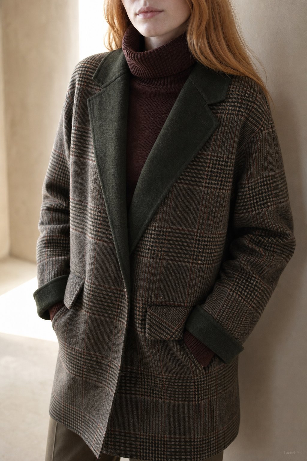 Honorine Plaid Wool Blazer Coat — Olive, banana_republic product shot