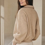Isaure Half-Zip Top — Camel, banana_republic product shot