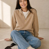 Isaure Half-Zip Top — Camel, banana_republic product shot
