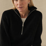 Isaure Half-Zip Top — Black, banana_republic product shot