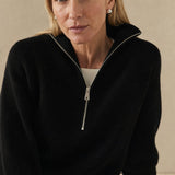 Isaure Half-Zip Top — Black, banana_republic product shot