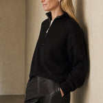 Isaure Half-Zip Top — Black, banana_republic product shot
