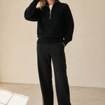 Isaure Half-Zip Top — Black, banana_republic product shot