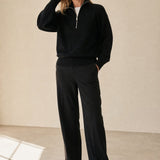Isaure Half-Zip Top — Black, banana_republic product shot