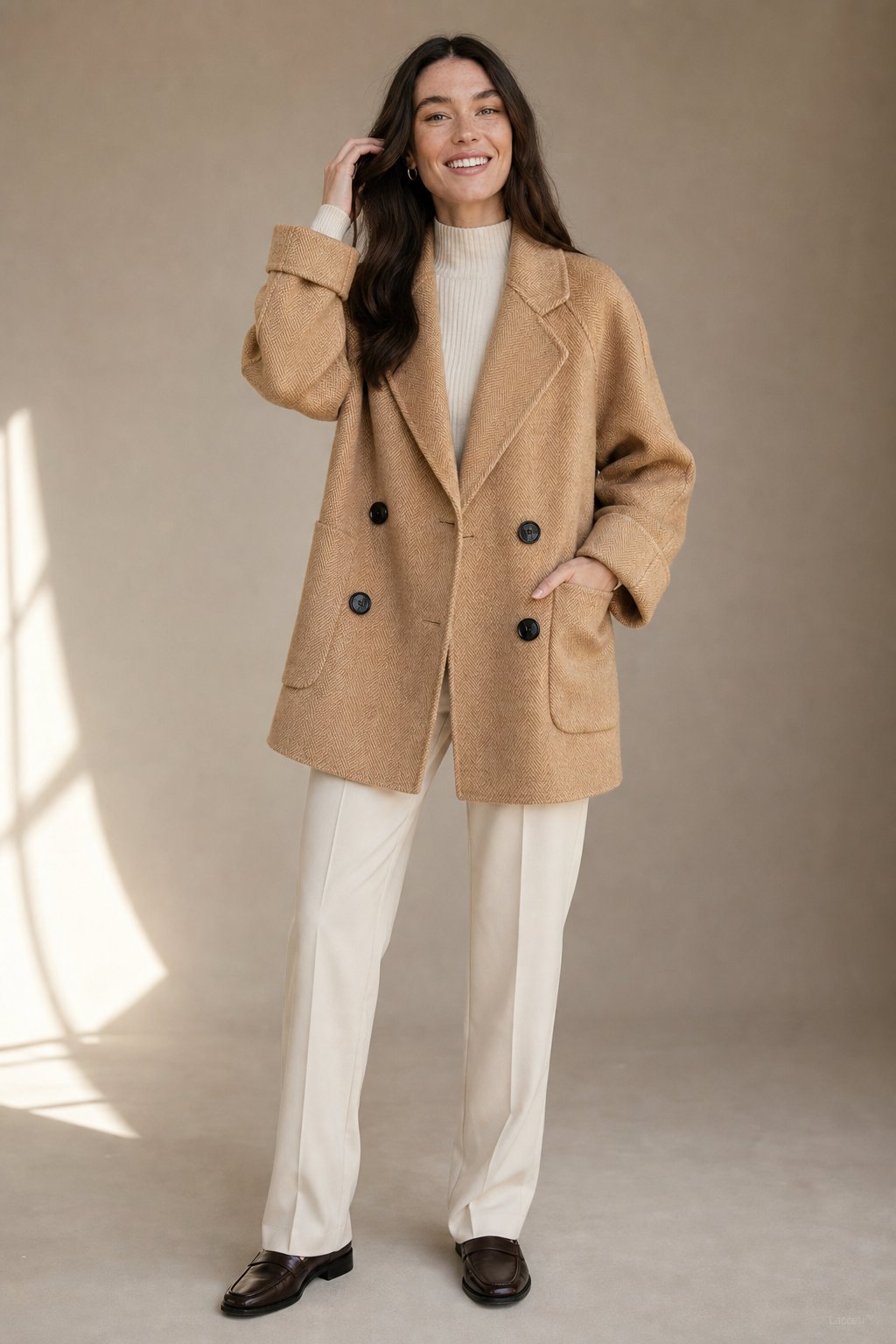 Joséphine Double-Breasted Coat — Khaki, banana_republic product shot