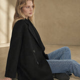 Joséphine Double-Breasted Coat — Black, banana_republic product shot