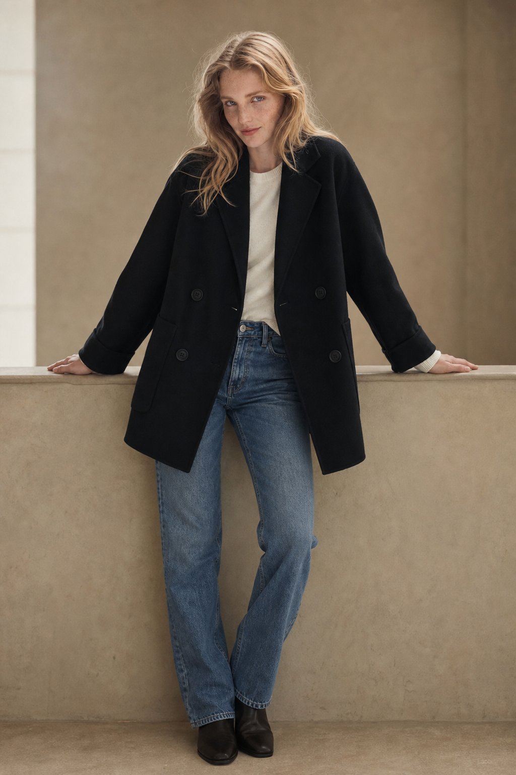 Joséphine Double-Breasted Coat — Black, banana_republic product shot