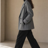 Joséphine Double-Breasted Coat — Gray, banana_republic product shot